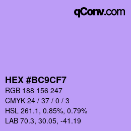 Color code: HEX #BC9CF7 | qconv.com