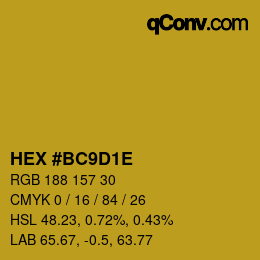 Color code: HEX #BC9D1E | qconv.com