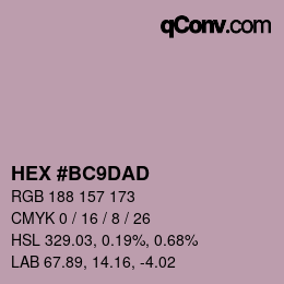 カラーコード: HEX #BC9DAD | qconv.com