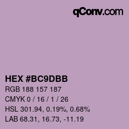カラーコード: HEX #BC9DBB | qconv.com