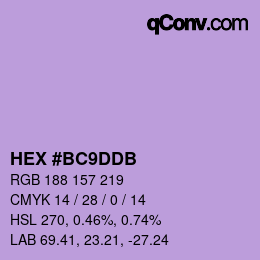 Color code: HEX #BC9DDB | qconv.com