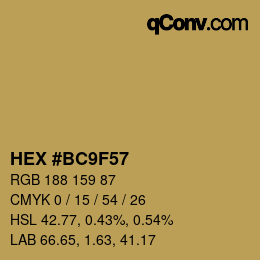 Color code: HEX #BC9F57 | qconv.com