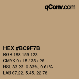 Color code: HEX #BC9F7B | qconv.com