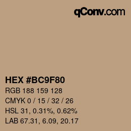 Color code: HEX #BC9F80 | qconv.com