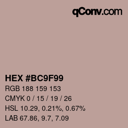 Color code: HEX #BC9F99 | qconv.com