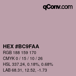 カラーコード: HEX #BC9FAA | qconv.com