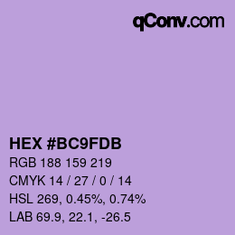 颜色代码: HEX #BC9FDB | qconv.com