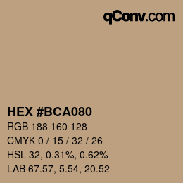 Código de color: HEX #BCA080 | qconv.com
