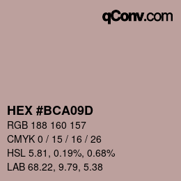 Color code: HEX #BCA09D | qconv.com