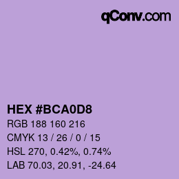 Color code: HEX #BCA0D8 | qconv.com