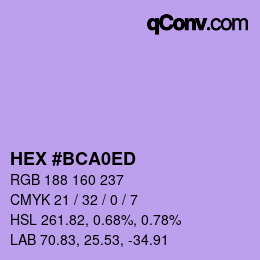 Color code: HEX #BCA0ED | qconv.com