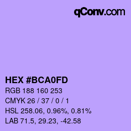 カラーコード: HEX #BCA0FD | qconv.com
