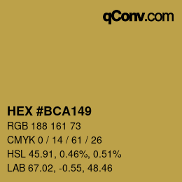 颜色代码: HEX #BCA149 | qconv.com