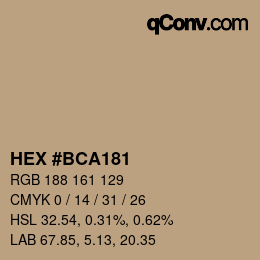 颜色代码: HEX #BCA181 | qconv.com