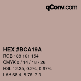 カラーコード: HEX #BCA19A | qconv.com