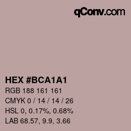 Color code: HEX #BCA1A1 | qconv.com