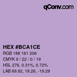 颜色代码: HEX #BCA1CE | qconv.com