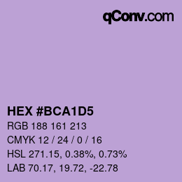 Color code: HEX #BCA1D5 | qconv.com