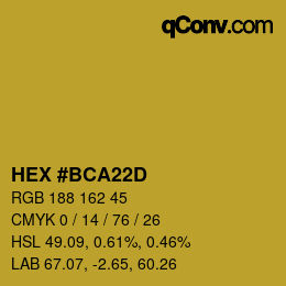 Color code: HEX #BCA22D | qconv.com