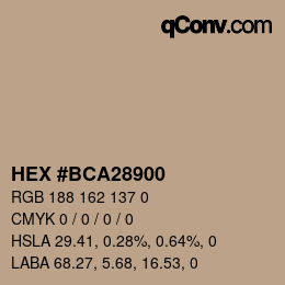 Color code: HEX #BCA28900 | qconv.com