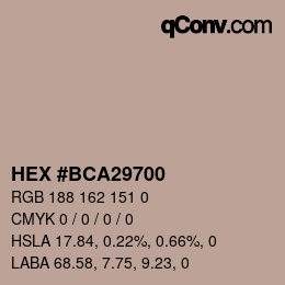Color code: HEX #BCA29700 | qconv.com