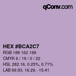 カラーコード: HEX #BCA2C7 | qconv.com