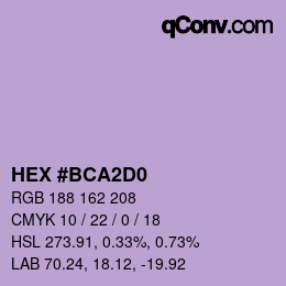 カラーコード: HEX #BCA2D0 | qconv.com