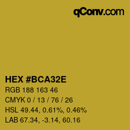 Color code: HEX #BCA32E | qconv.com