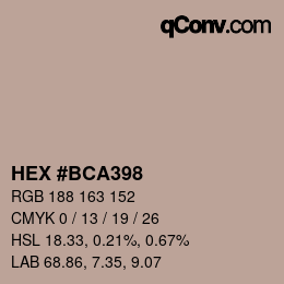 カラーコード: HEX #BCA398 | qconv.com