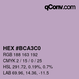 Color code: HEX #BCA3C0 | qconv.com