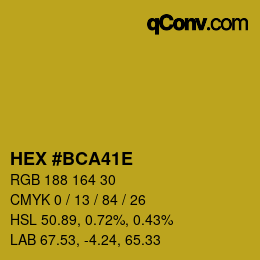 Color code: HEX #BCA41E | qconv.com