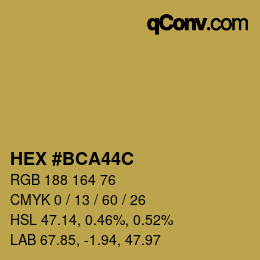 Color code: HEX #BCA44C | qconv.com