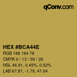 Color code: HEX #BCA44E | qconv.com