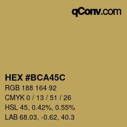 Color code: HEX #BCA45C | qconv.com