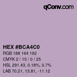 Color code: HEX #BCA4C0 | qconv.com