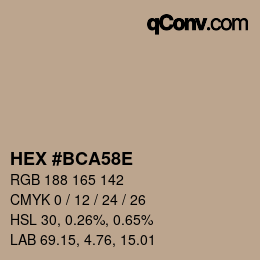 Color code: HEX #BCA58E | qconv.com