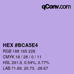 Color code: HEX #BCA5E4 | qconv.com