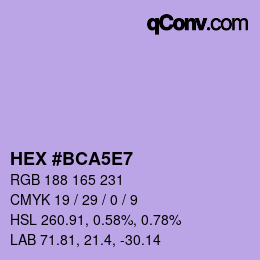 カラーコード: HEX #BCA5E7 | qconv.com