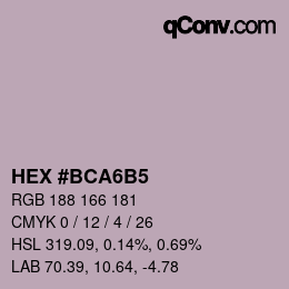 颜色代码: HEX #BCA6B5 | qconv.com