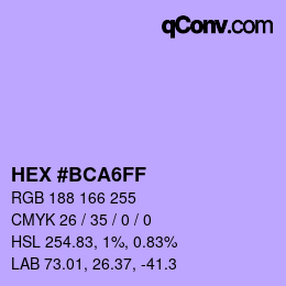 Color code: HEX #BCA6FF | qconv.com