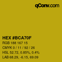Color code: HEX #BCA70F | qconv.com