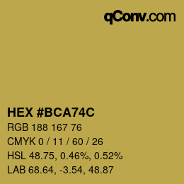 Farbcode: HEX #BCA74C | qconv.com