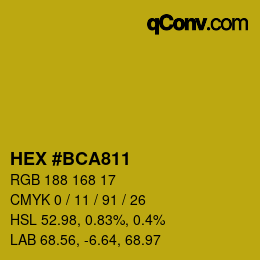 カラーコード: HEX #BCA811 | qconv.com