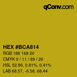 カラーコード: HEX #BCA814 | qconv.com