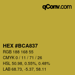Color code: HEX #BCA837 | qconv.com