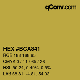 Color code: HEX #BCA841 | qconv.com