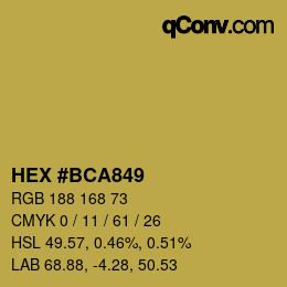 Color code: HEX #BCA849 | qconv.com