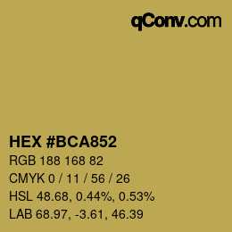 Color code: HEX #BCA852 | qconv.com
