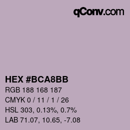 Color code: HEX #BCA8BB | qconv.com