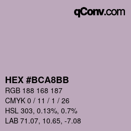 Color code: HEX #BCA8BB | qconv.com